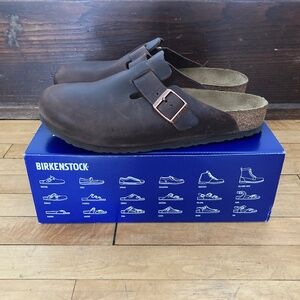 Men's Boston Birkenstock clogs - Habana Brown oiled leather, EU 43